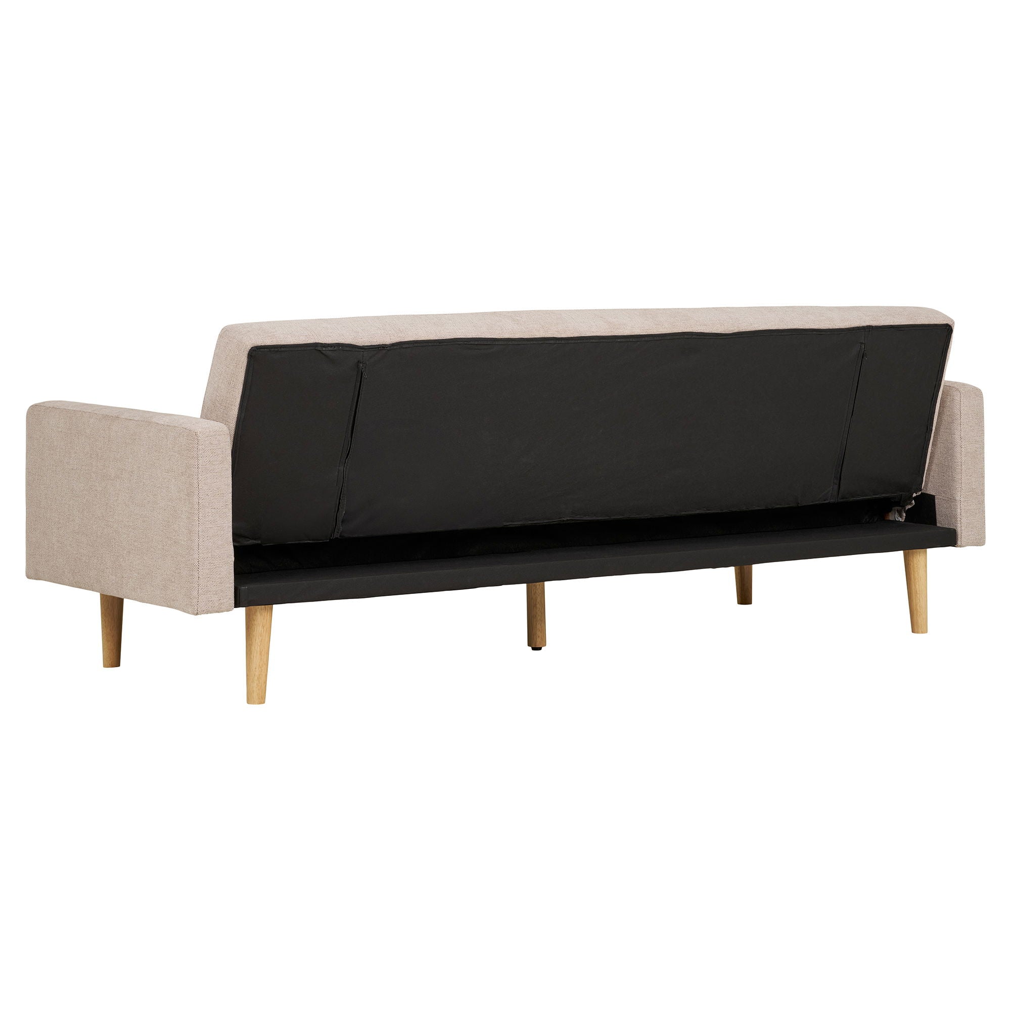 Kells – Schlafsofa, dark sand, natürliche Holzbeine, 208 × 78–102 × 78 cm